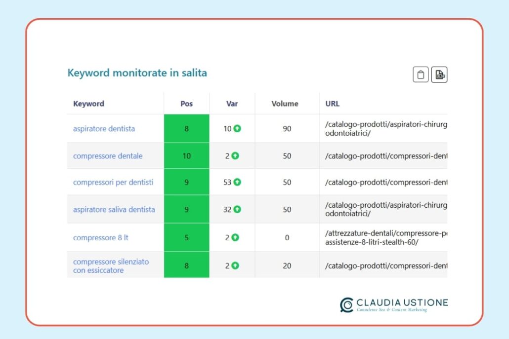 risultati posizionamento pagine di categoria e-commerce