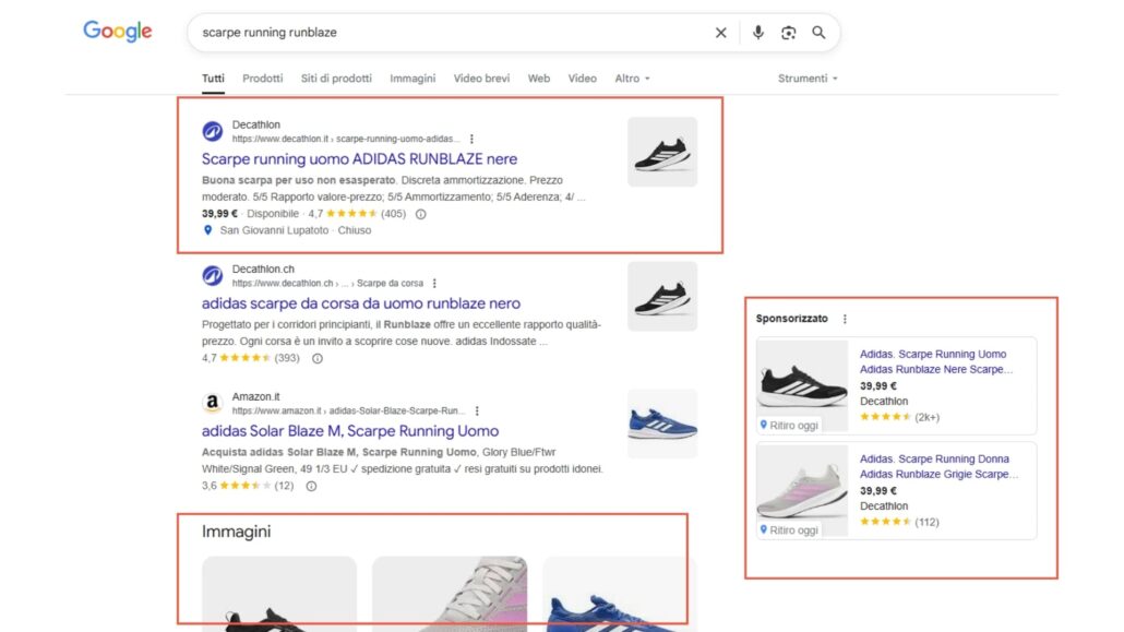 esempio serp google commerciale