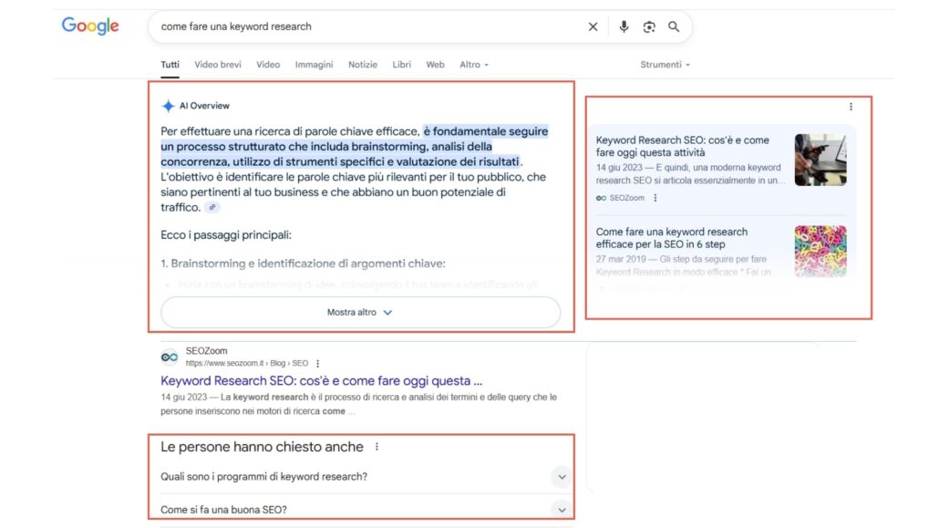 esempio serp google informazionale